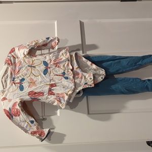 18 months Carter's matching set blue pant with butterfly shirt
